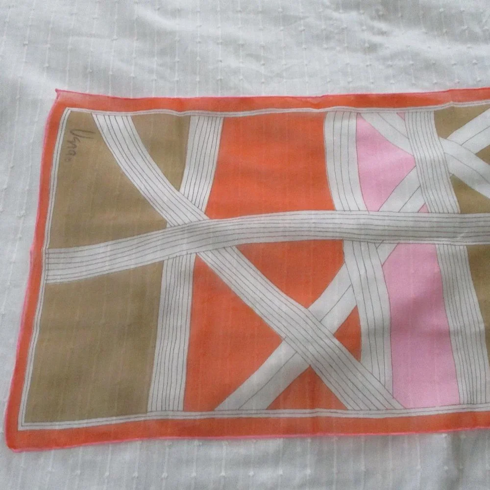 1960s sheer MCM scarf by Vera Neumann - Picture 5 of 6